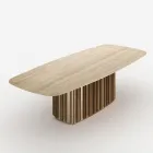 Masă Lunaria cu blat din marmură și bază metalică, fabricată în Italia Viadurini
