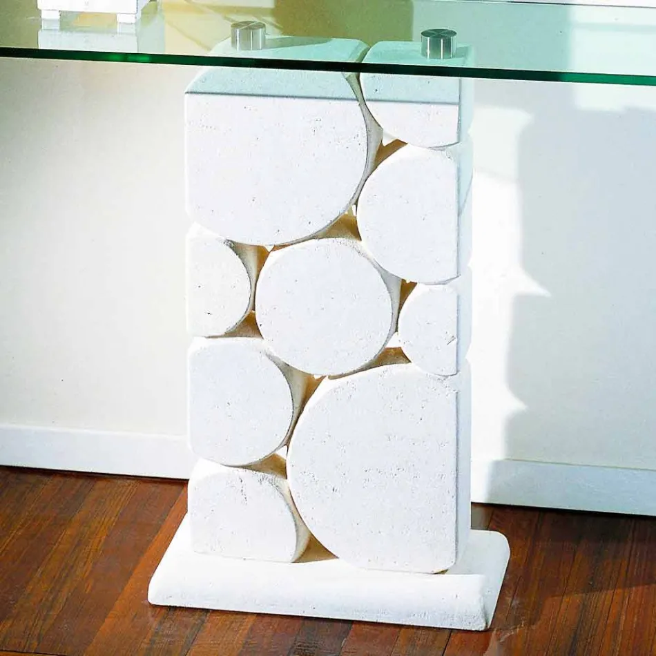 Mese de consolă din piatră și sticlă cu un design modern Hosios Viadurini