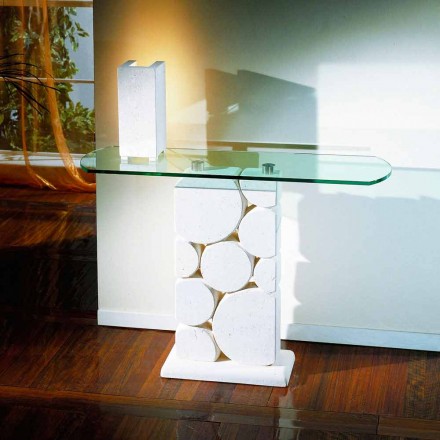 Mese de consolă din piatră și sticlă cu un design modern Hosios Viadurini