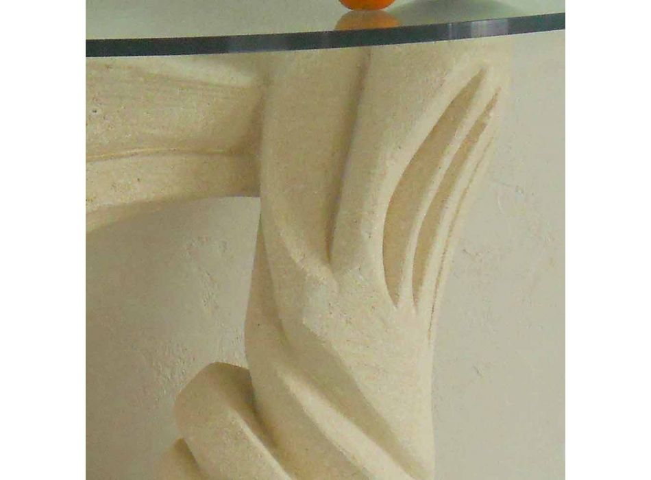 Masă de consolă din piatră și cristal de design Emera Viadurini