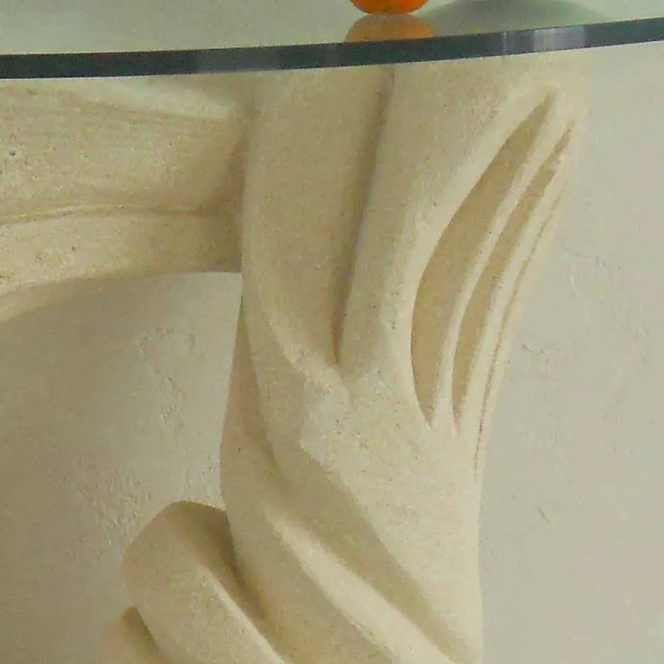 Masă de consolă din piatră și cristal de design Emera Viadurini