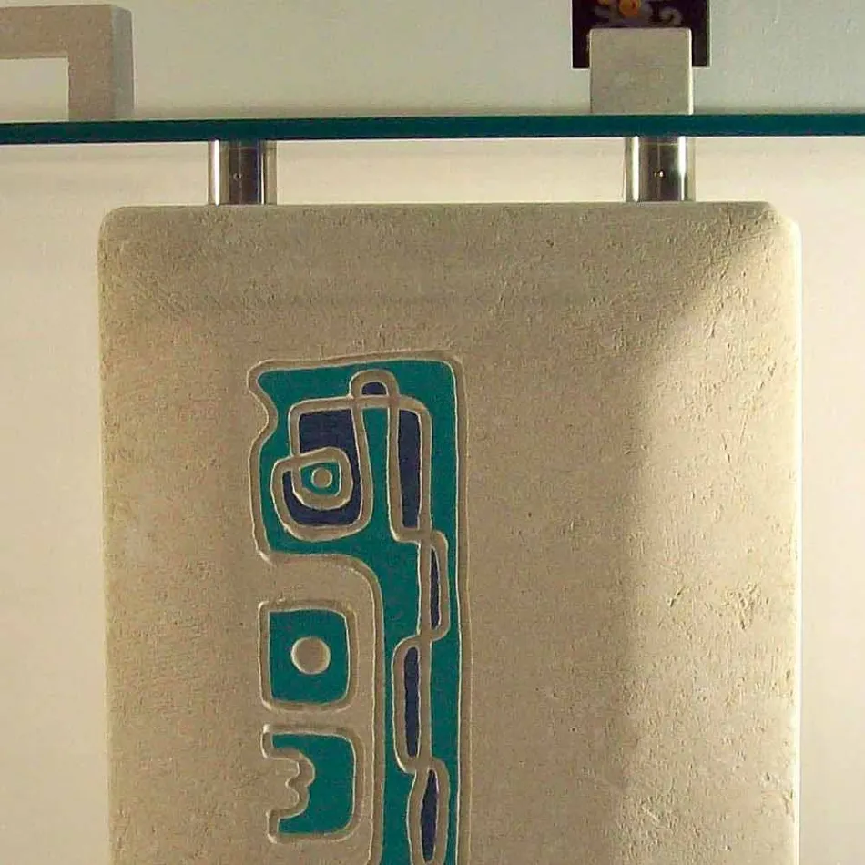 Masă consola rectangulară din piatră și design de cristal Soter Viadurini