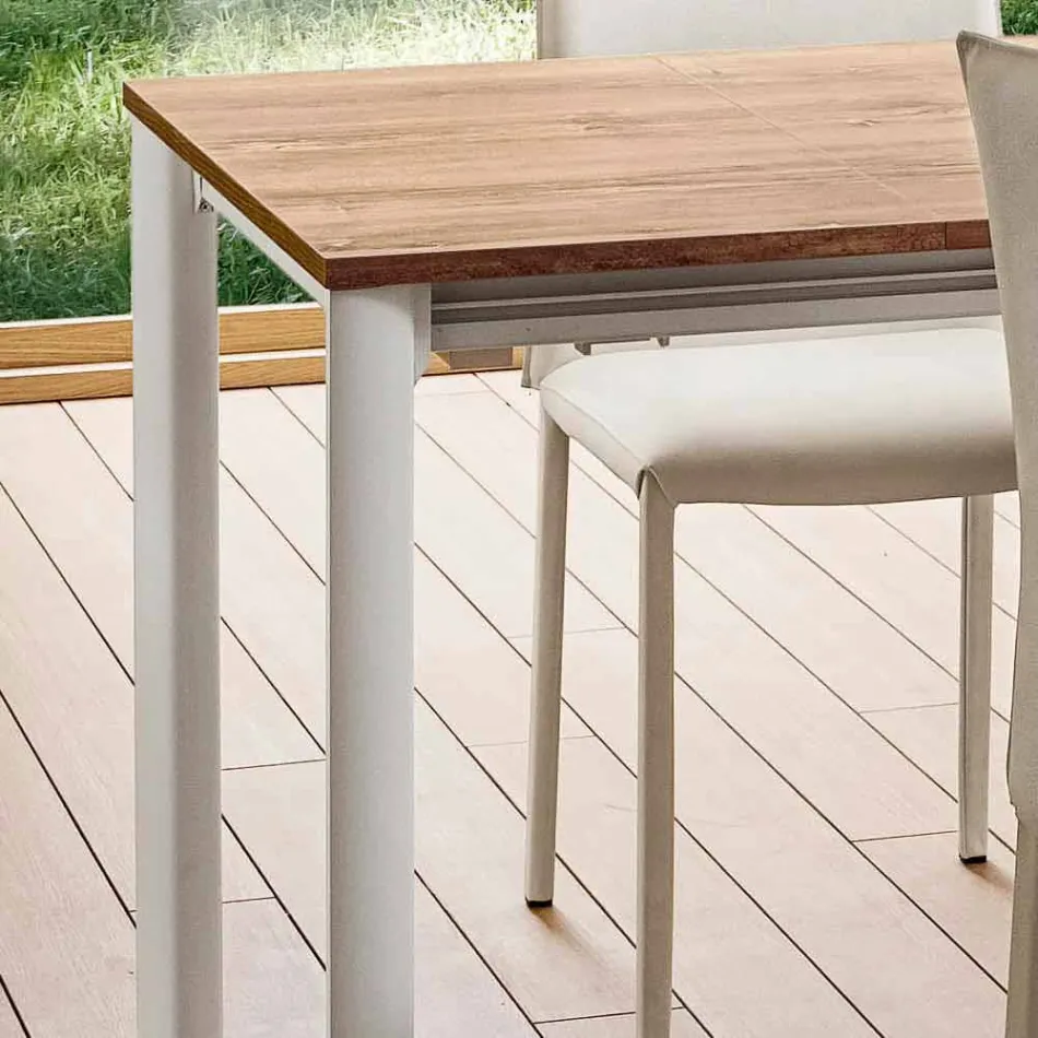 Masă extensibilă de bucătărie Până la 240 cm Efect lemn Fabricat în Italia - malteză Viadurini