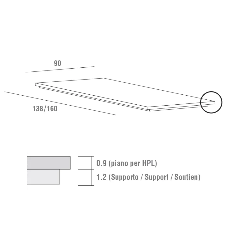 Masa de bucatarie extensibila pana la 240 cm din HPL fin Made in Italy - Jupiter Viadurini