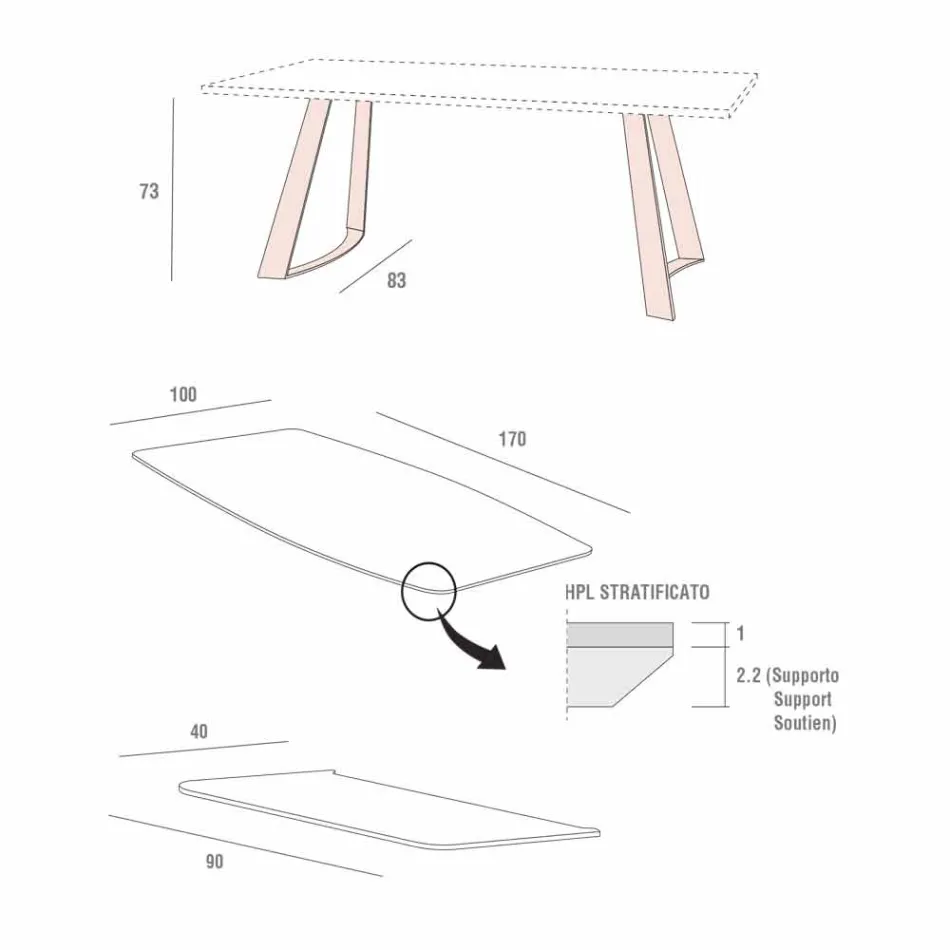 Masă extensibilă de bucătărie Până la 280 cm Efect de marmură Made in Italy - Pinocchio Viadurini