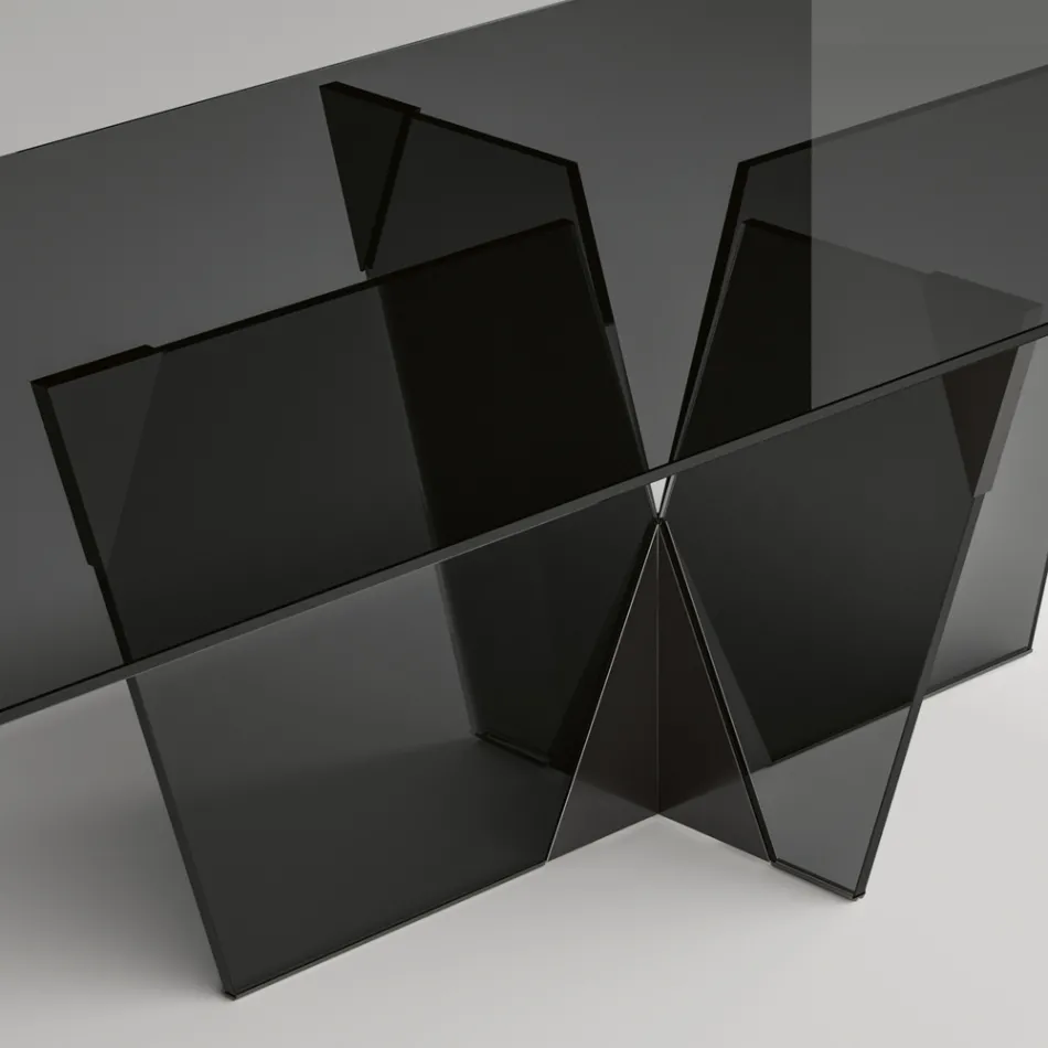 Masa de bucatarie dreptunghiulara cu blat si baza din sticla Made in Italy - Tiseo Viadurini