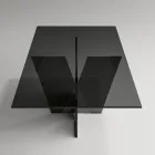 Masa de bucatarie dreptunghiulara cu blat si baza din sticla Made in Italy - Tiseo Viadurini