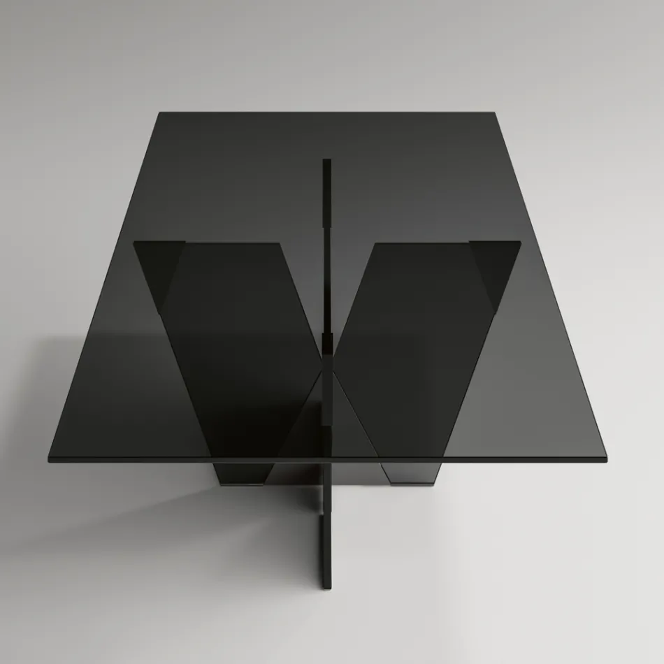 Masa de bucatarie dreptunghiulara cu blat si baza din sticla Made in Italy - Tiseo Viadurini