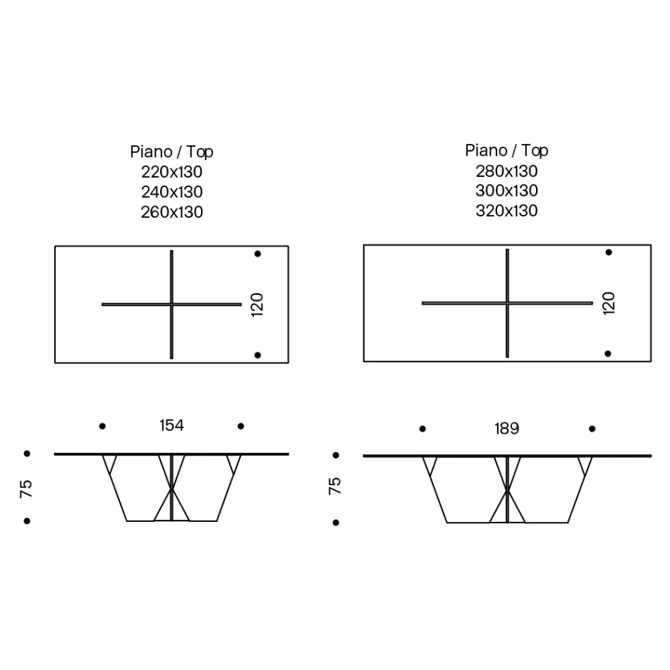 Masa de bucatarie dreptunghiulara cu blat si baza din sticla Made in Italy - Tiseo Viadurini