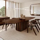 Masă din sticlă de 300 cm cu bază metalică, design fabricat în Italia - Lunaria Viadurini