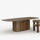 Masă din sticlă de 300 cm cu bază metalică, design fabricat în Italia - Lunaria Viadurini