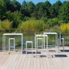 Masă de bar pătrată în exterior din metal, vopsită, realizată în Italia - Fada Viadurini