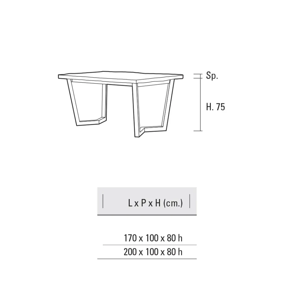 Masa de bucatarie metalica fixa si blat din lemn Made in Italy - Bastiano Viadurini