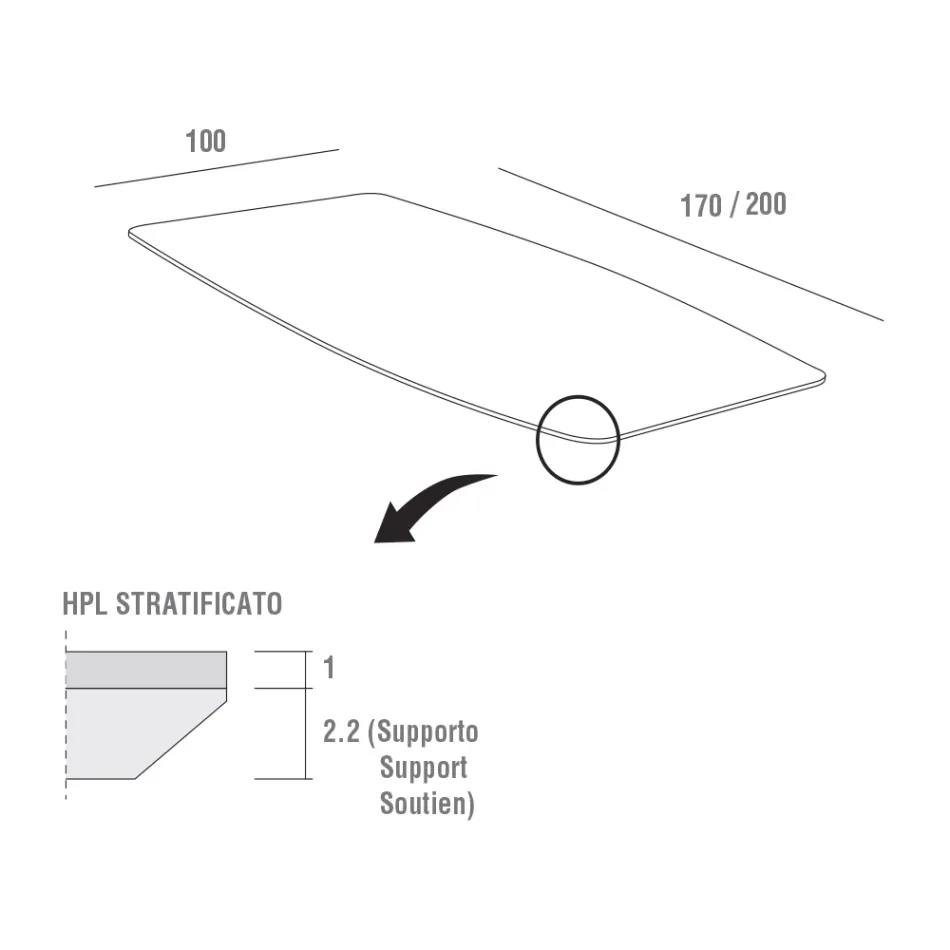 Masă de bucătărie Hpl cu bază din metal antracit Made in Italy - Aresto Viadurini