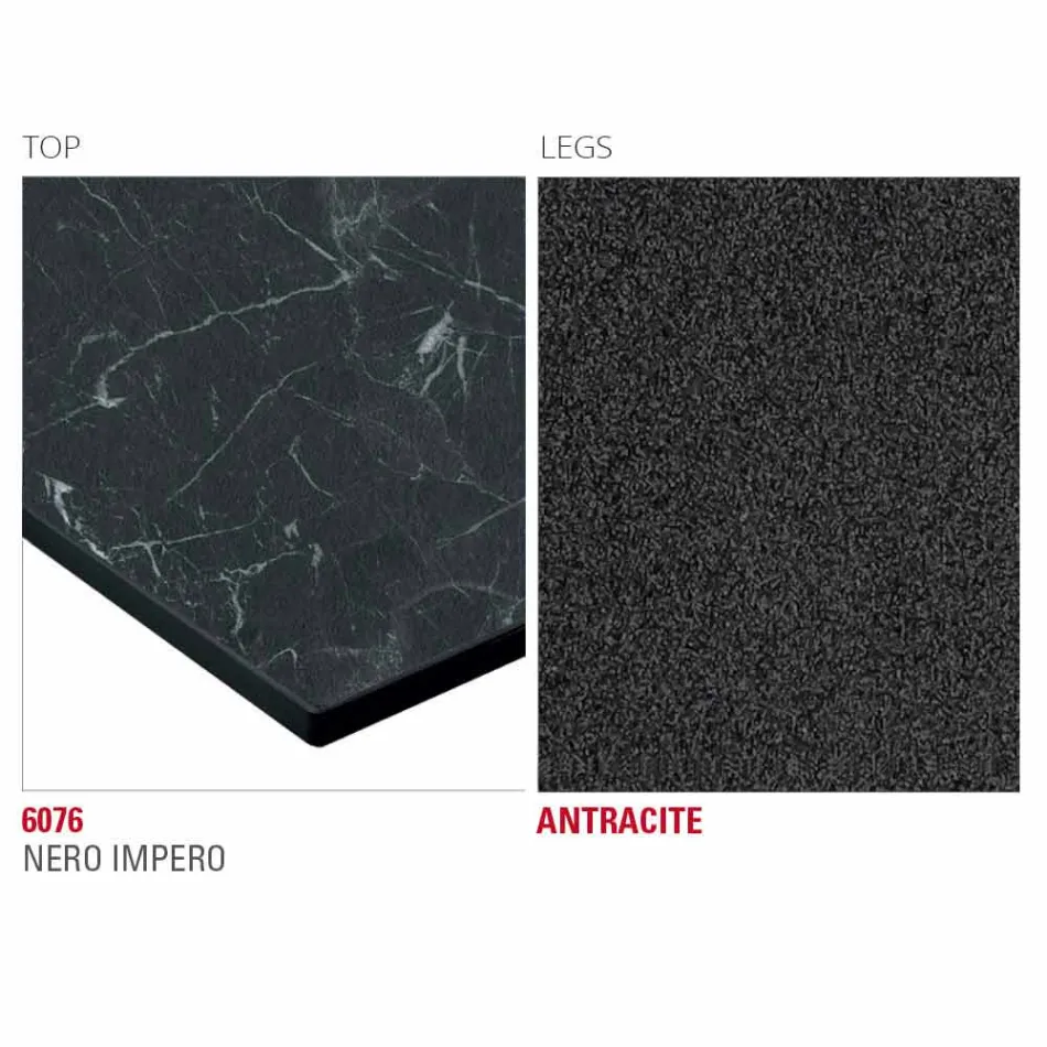 Masă de bucătărie Hpl cu bază din metal antracit Made in Italy - Aresto Viadurini