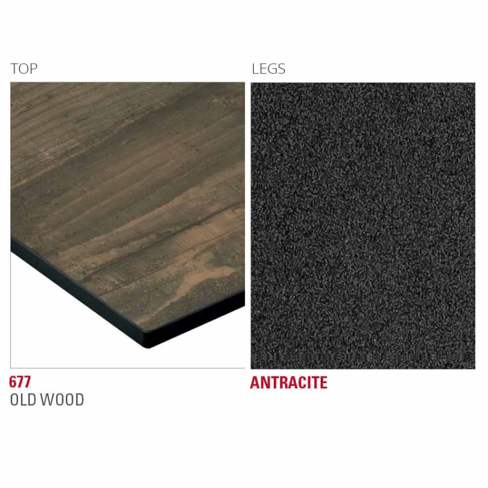 Masă de bucătărie Hpl cu bază din metal antracit Made in Italy - Aresto Viadurini