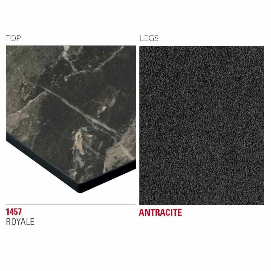 Masă de bucătărie Hpl cu bază din metal antracit Made in Italy - Aresto Viadurini