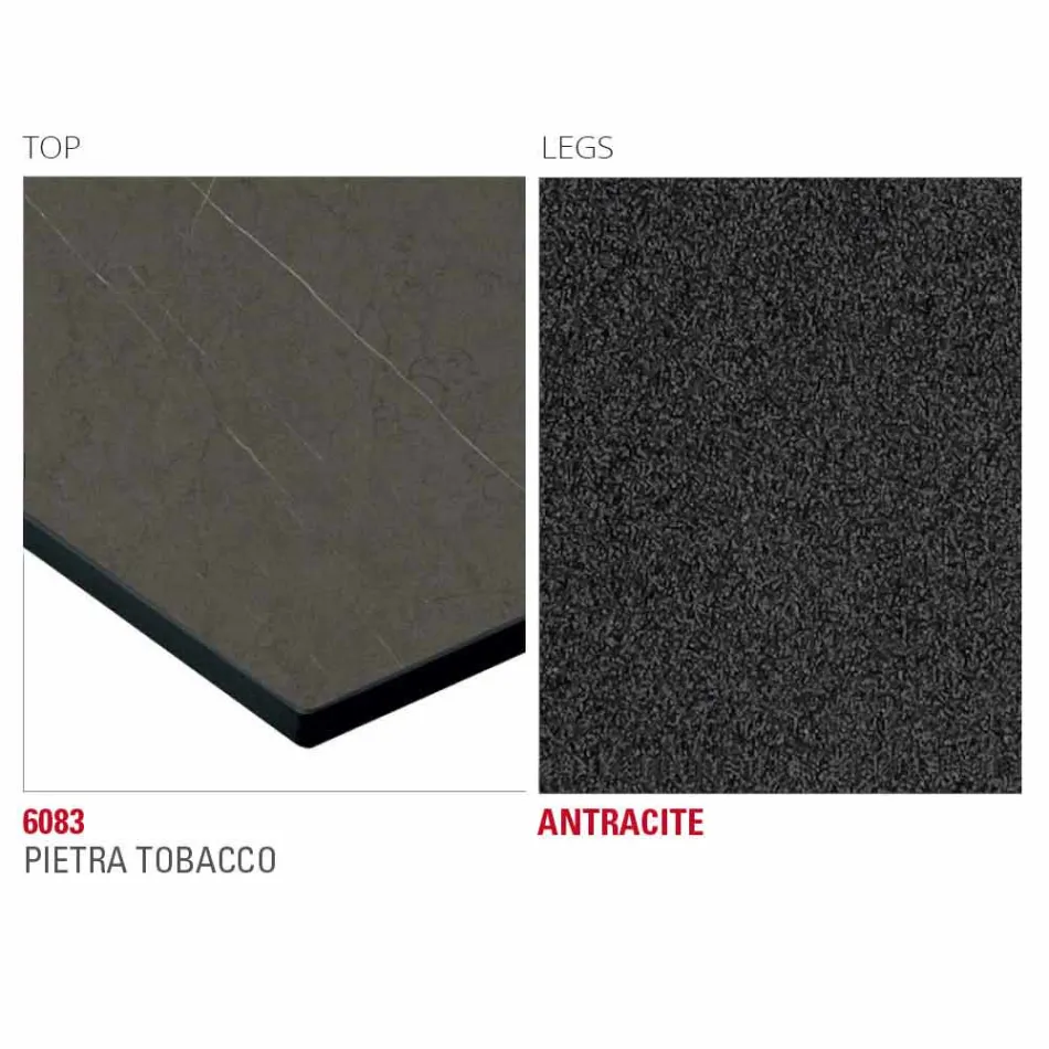 Masă de bucătărie Hpl cu bază din metal antracit Made in Italy - Aresto Viadurini