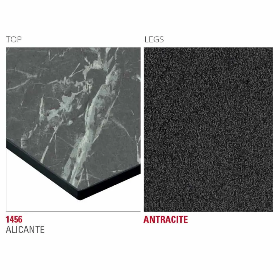 Masă de bucătărie Hpl cu bază din metal antracit Made in Italy - Aresto Viadurini