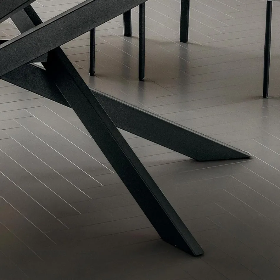 Masa de bucatarie din Laminam cu structura metalica Made in Italy - Carlino Viadurini