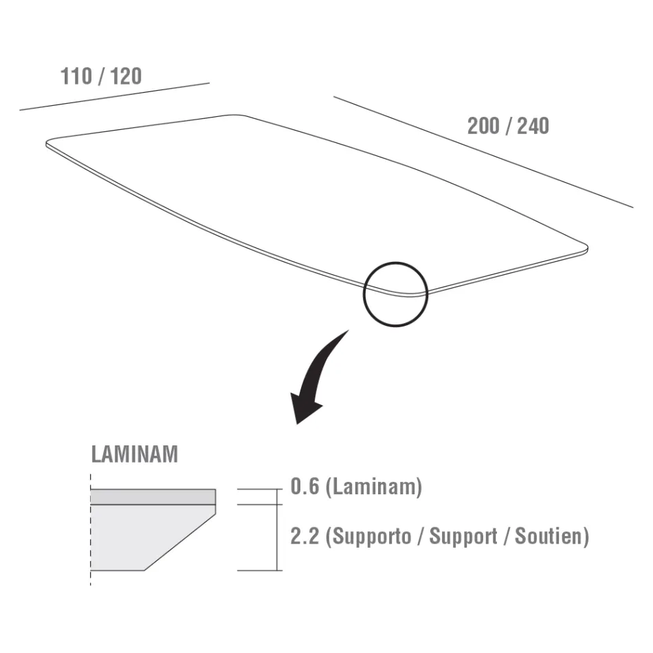 Masa de bucatarie din Laminam cu structura metalica Made in Italy - Carlino Viadurini