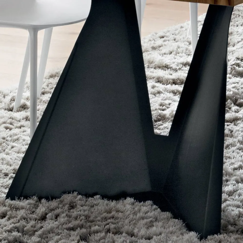 Masa de bucatarie din lemn si metal Made in Italy, de inalta calitate - Dotto Viadurini