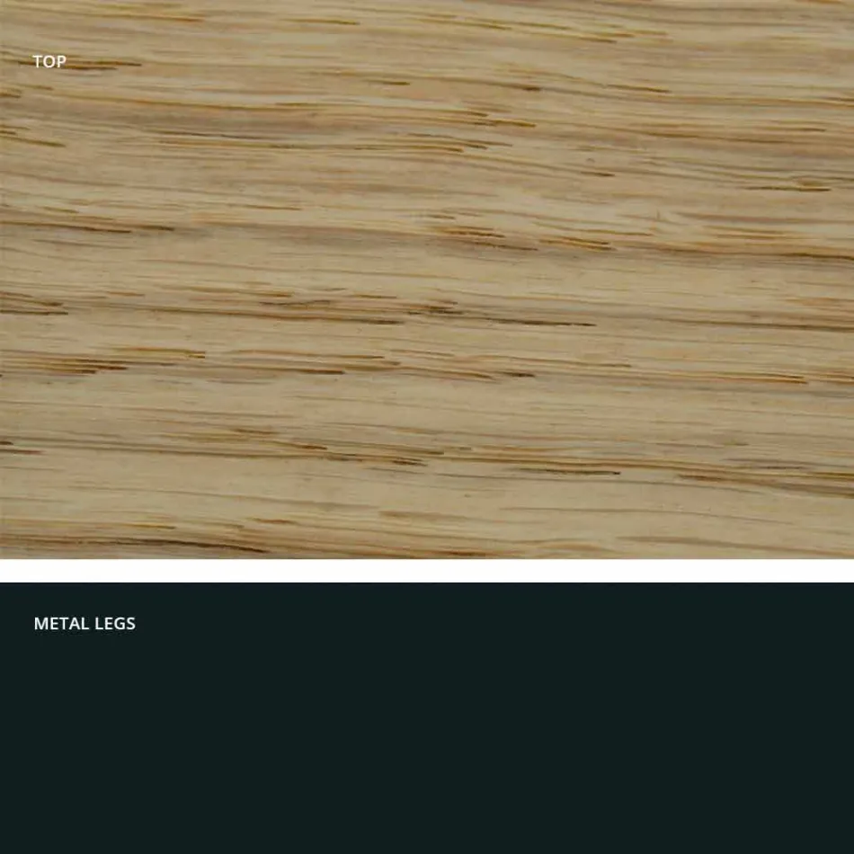 Masă de masă din lemn masiv și metal făcută în Italia, Flora Viadurini