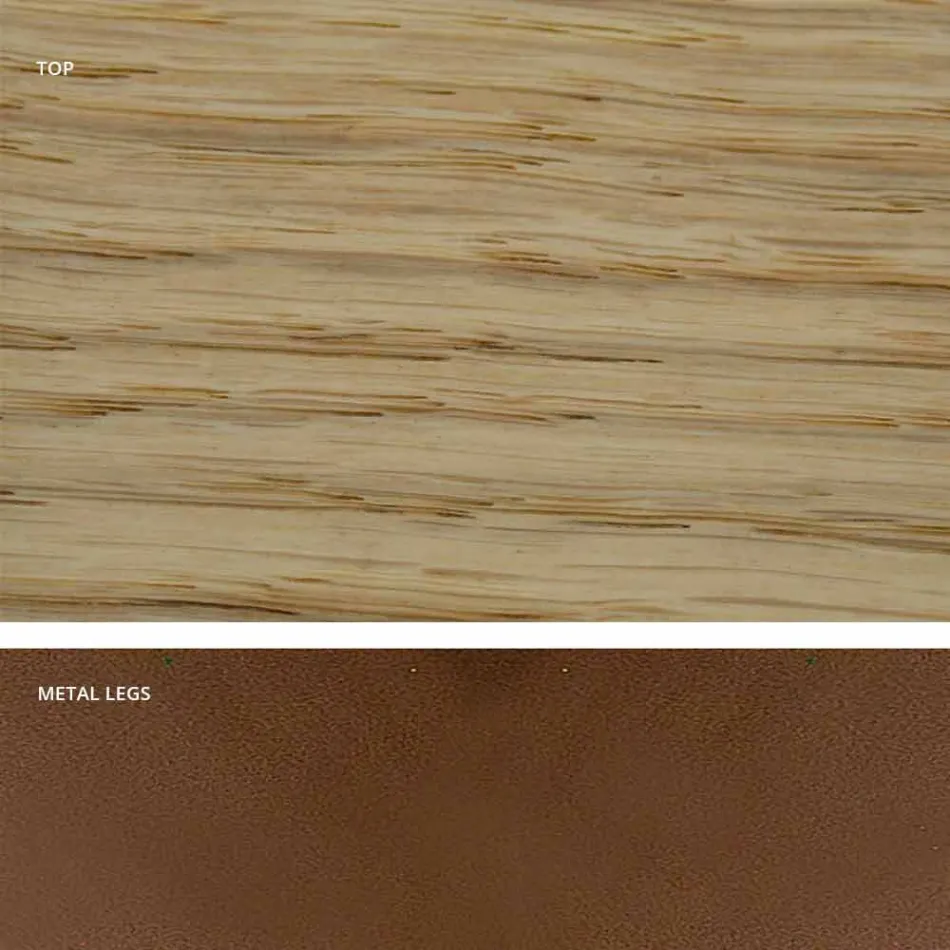 Masă de masă din lemn masiv și metal făcută în Italia, Flora Viadurini