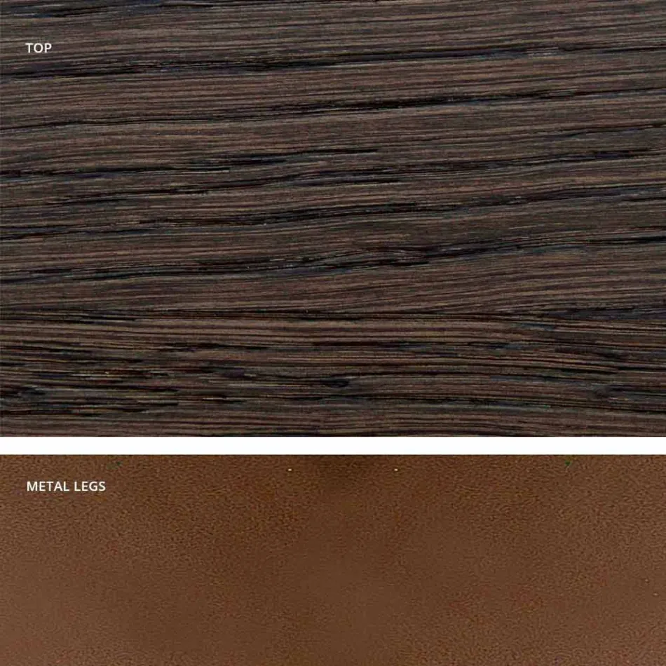 Masă de masă din lemn masiv și metal făcută în Italia, Flora Viadurini