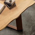Masă de masă din lemn masiv și metal făcută în Italia, Flora Viadurini