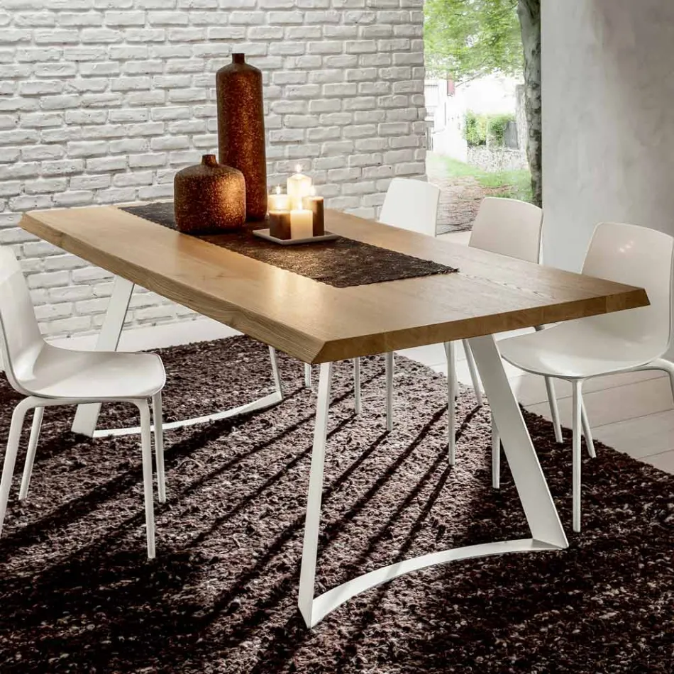 Masă de bucătărie din lemn decojit de înaltă calitate, fabricată în Italia - Pinocchio Viadurini