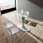 Masa de bucatarie de lux din sticla securizata si marmura Made in Italy - Brontolo Viadurini