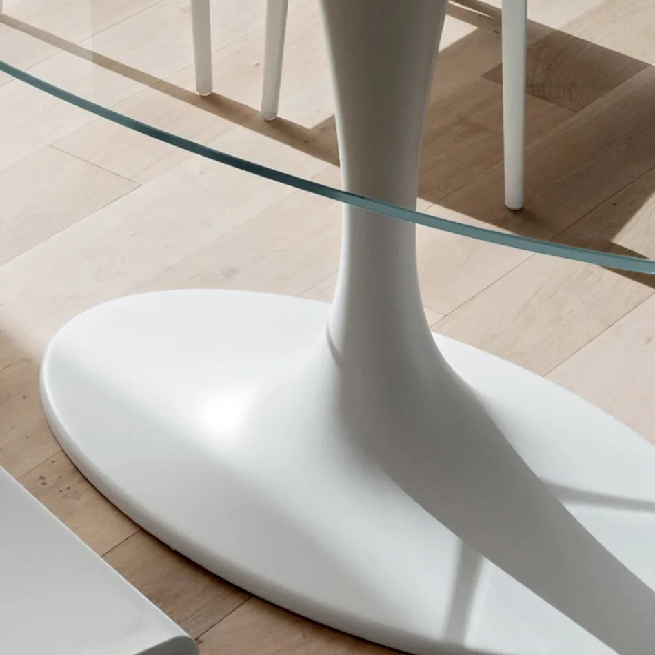 Masa de bucatarie de lux din sticla securizata si marmura Made in Italy - Brontolo Viadurini