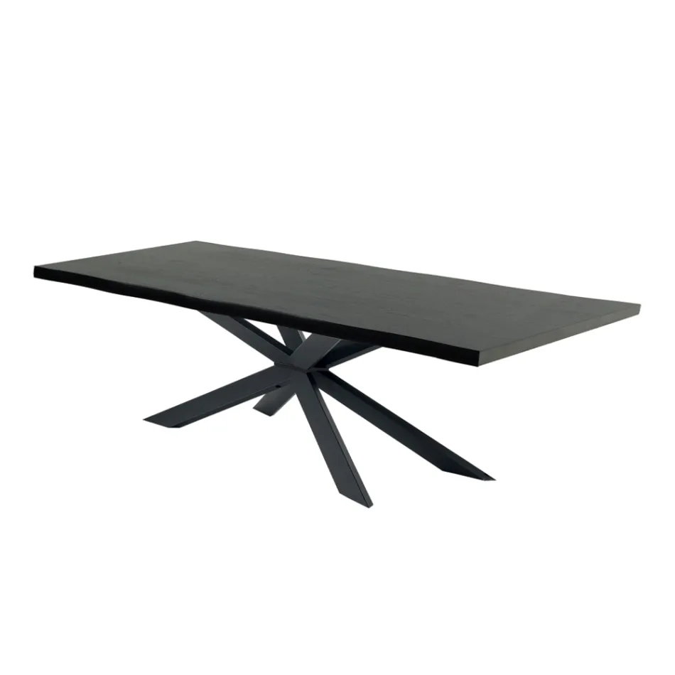 Masa de bucatarie moderna din lemn furniruit si otel Made in Italy - Grotta Viadurini