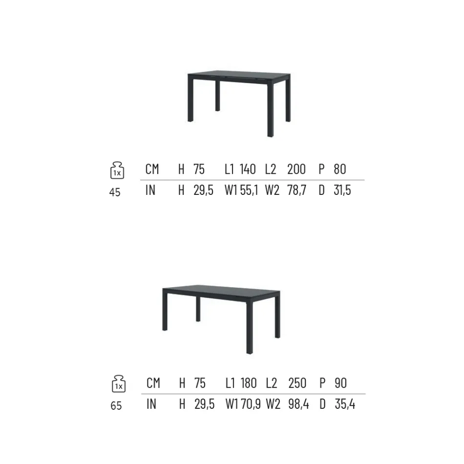 Masa de exterior extensibila la 250 cm din metal Made in Italy - Beverly Viadurini