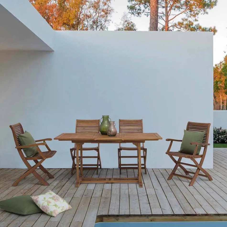 Masă extensibilă de exterior Până la 160 cm în lemn de salcâm - Cloud Viadurini