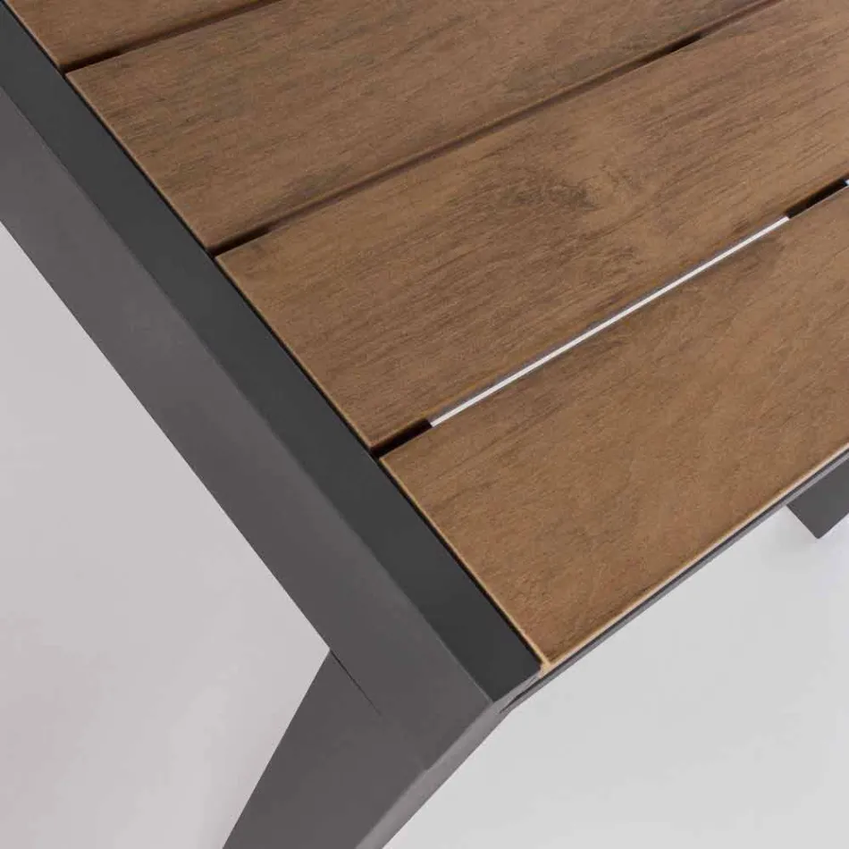 Masă extensibilă în aer liber de până la 200 cm cu blat în tec - finisaj Bobel Viadurini