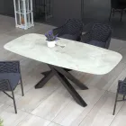 Masa de exterior cu baza din aluminiu si blat laminat HPL de 12 mm - Zefiro Viadurini