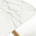 Masa de exterior cu baza din lemn si blat din ceramica Calacatta Oro - Infinity Viadurini