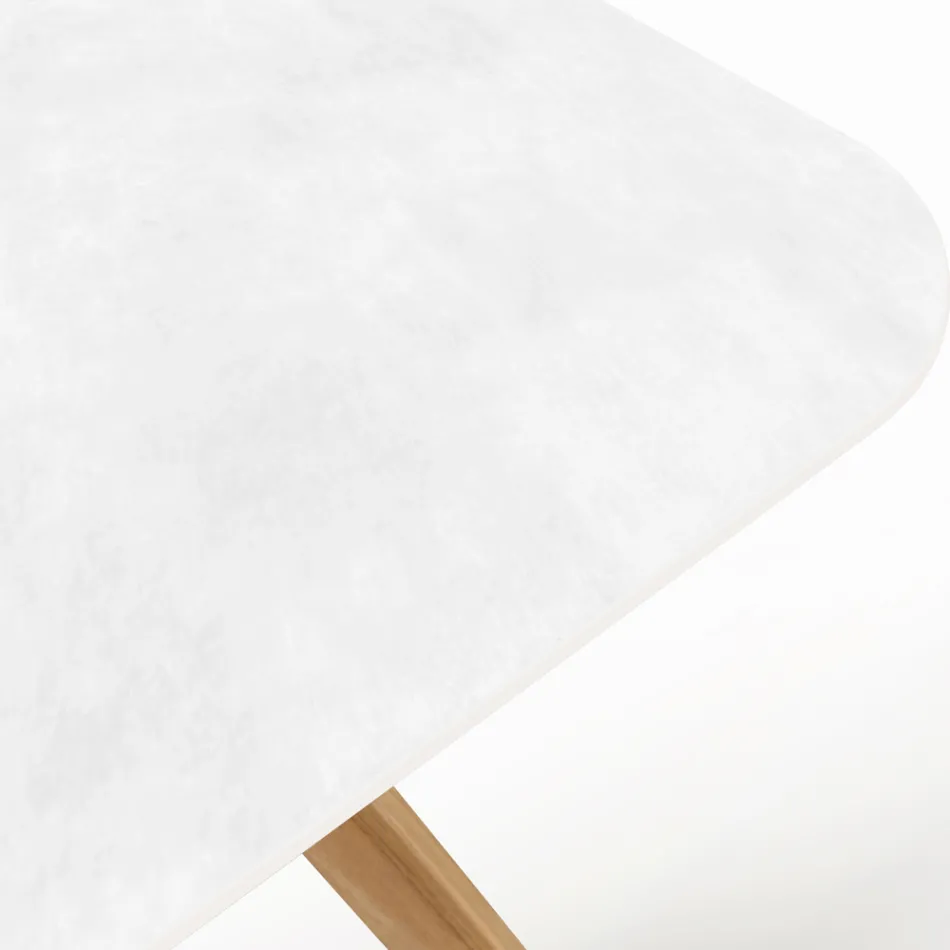 Masa de exterior cu baza din lemn si blat din ceramica alb total - Infinity Viadurini