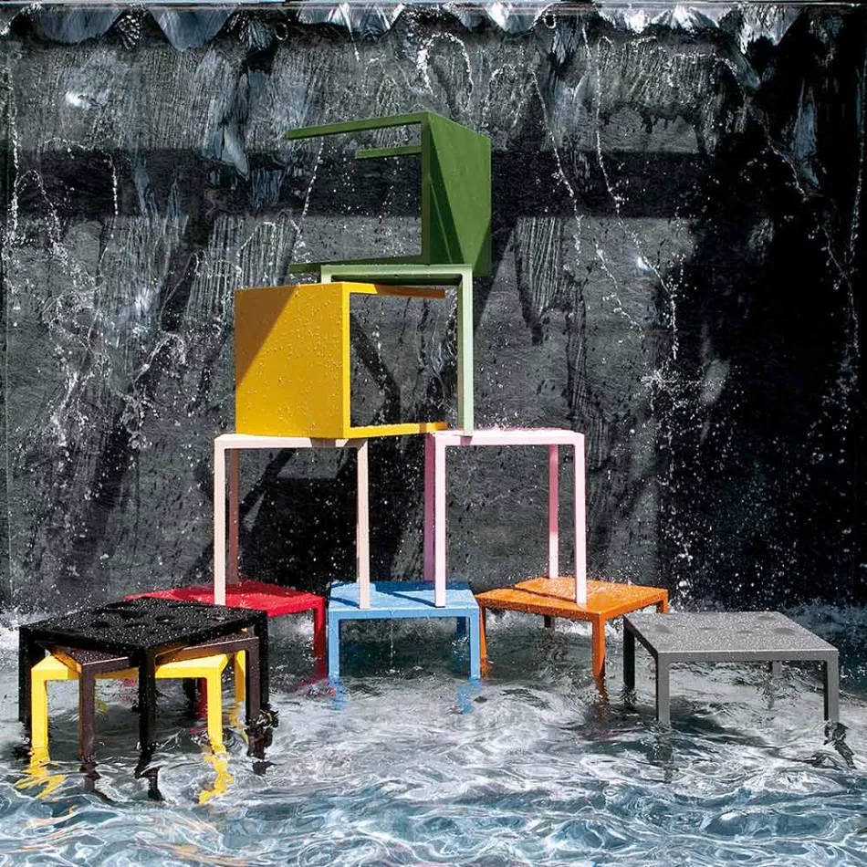 Masa de exterior cu structura din otel galvanizat Made in Italy - Azul Viadurini