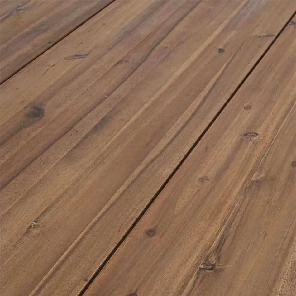 Masă pentru exterior în lemn de salcâm cu picioare din oțel vopsit - Sheldon Viadurini