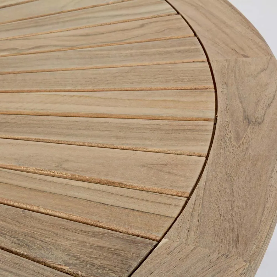 Masa de exterior din lemn de tec cu blat central pivotant, Homemotion - Dimitris Viadurini