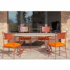 Masă de exterior în travertin cu inserții de mozaic Made in Italy - Elegant Viadurini