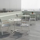 Masă rotundă de exterior cu diametrul de 75 cm din aluminiu bej - Brisea Viadurini