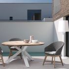 Masa de exterior rotunda din teak cu baza din aluminiu, Homemotion - Selenia Viadurini