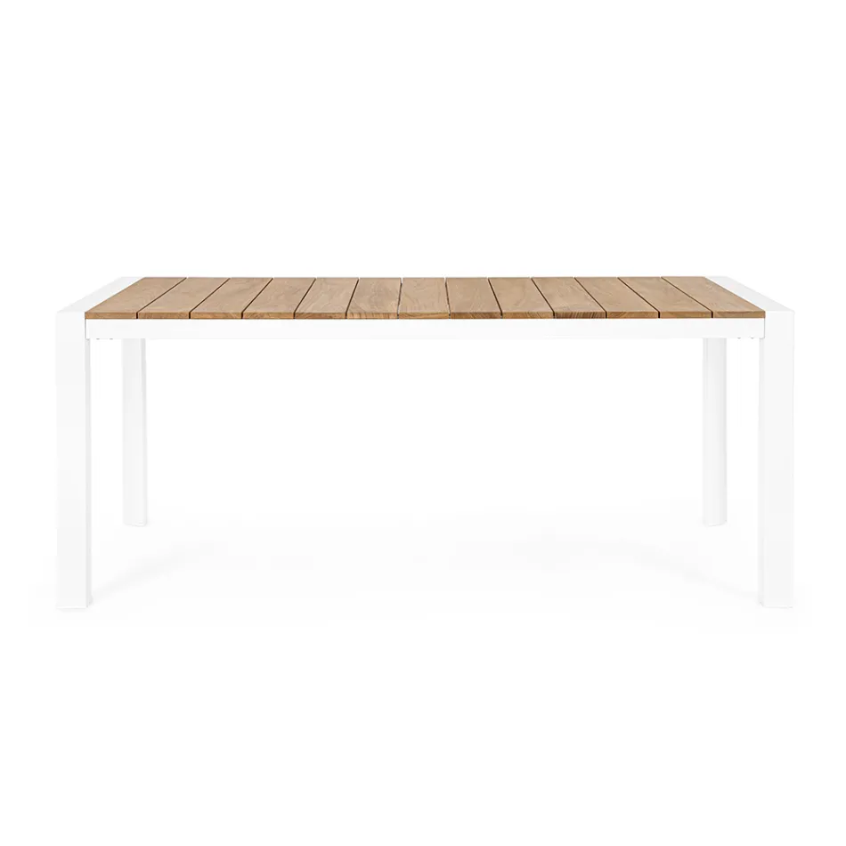 Masa de gradina 180x90 cm cu baza din aluminiu si blat din teak - Mean Viadurini