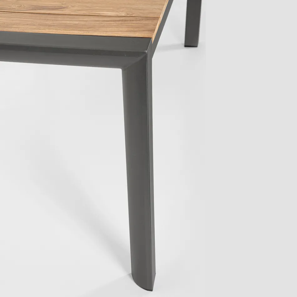 Masa de gradina 180x90 cm cu baza din aluminiu si blat din teak - Mean Viadurini