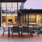 Masa de gradina 180x90 cm cu baza din aluminiu si blat din teak - Mean Viadurini