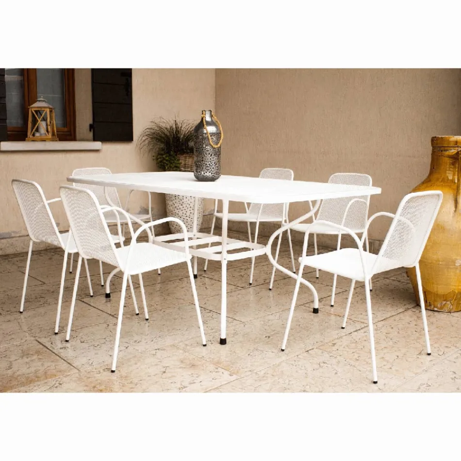 Masă de grădină din plasă metalică 180 cm, fabricată în Italia - Lirion Viadurini